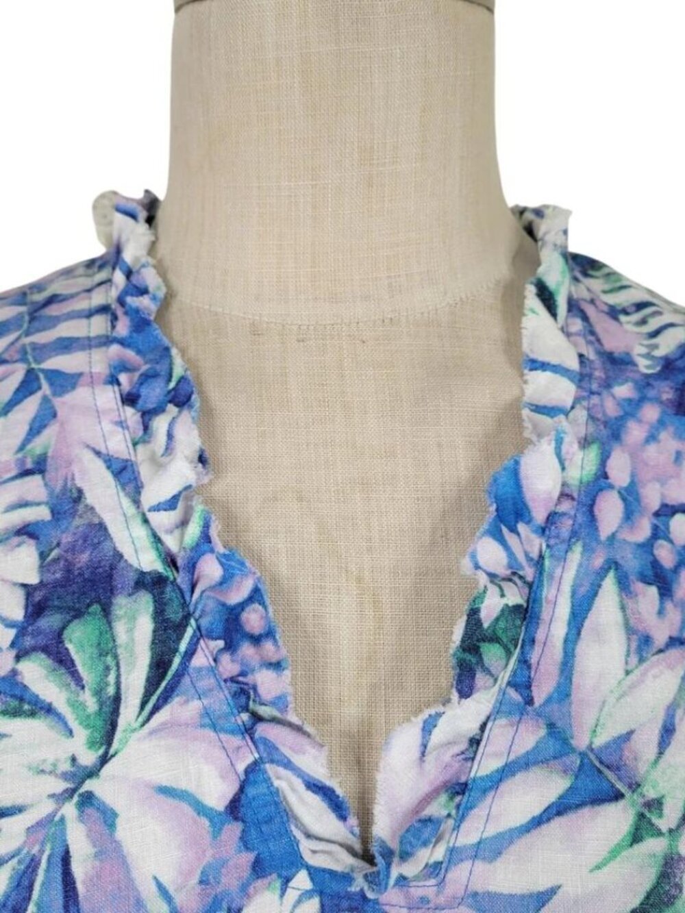 Tommy Bahama Linen Shift Dress Size S Sleeveless Pockets All Over Palm Leaves - Picture 3 of 10